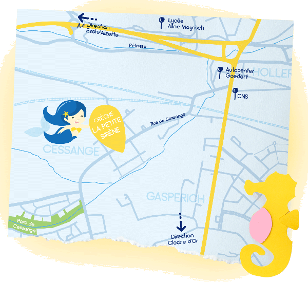 Carte indiquant l'emplacement de la crèche La Petite Sirène